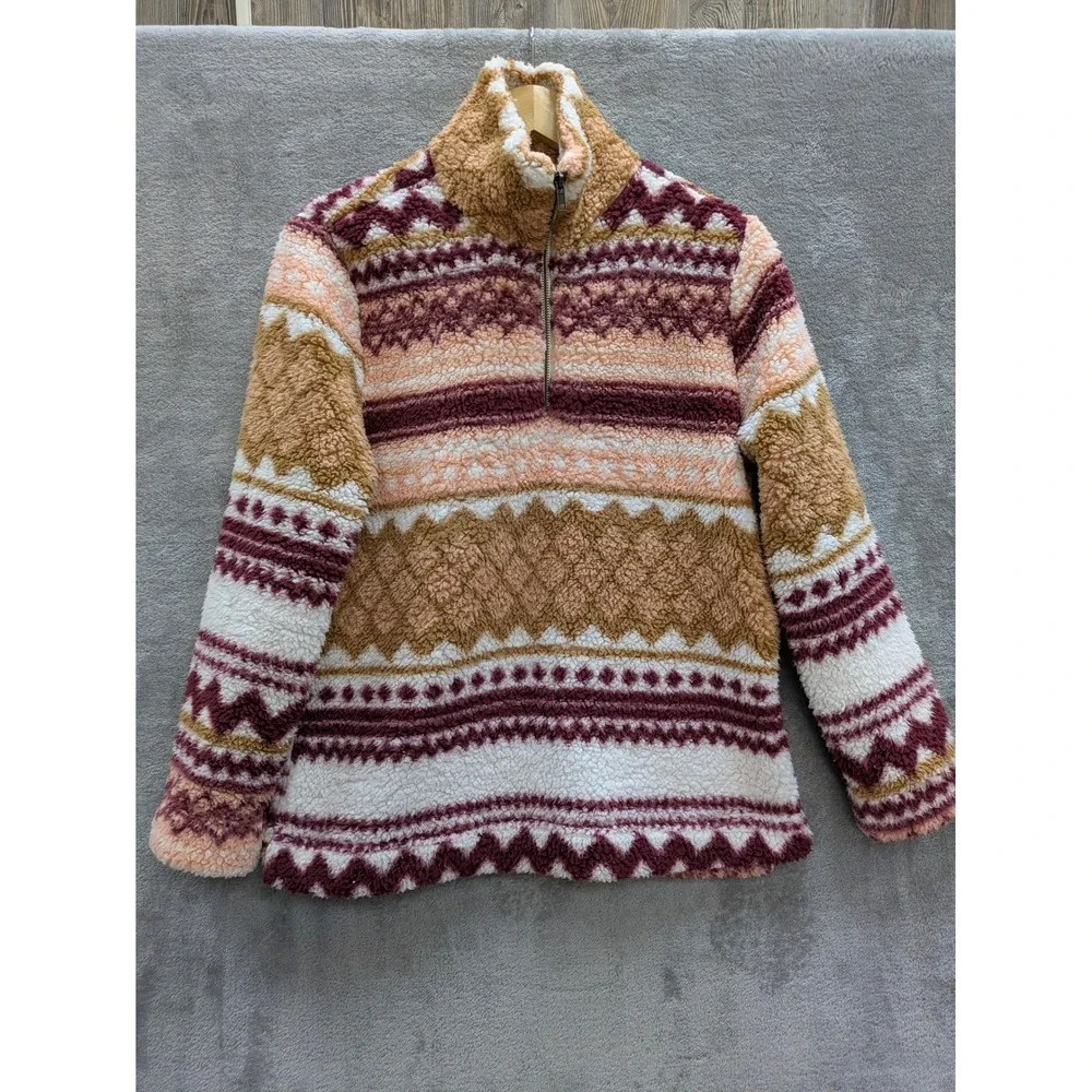 Wrangler Sherpa Pullover Womens Small Southwestern Fair Isle Aztec Fleece